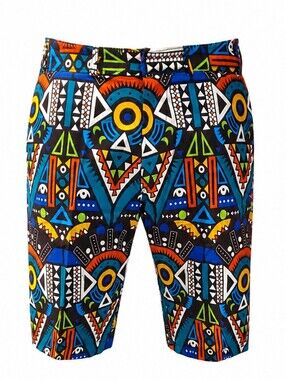 Black Geometric Ankara Shorts